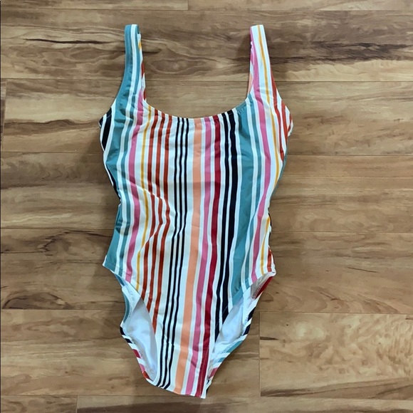 Madewell Tank One-Piece Swimsuit in Rainbow Stripe - Picture 2 of 8